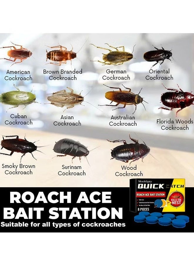 8 قطع من محطات طعم الصراصير الكبيرة، مبيد صراصير سريع المفعول يقضي على العش، حل لمكافحة الآفات عديم الرائحة ومقاوم للأطفال للاستخدام المنزلي في المطبخ والحمام والاستخدام التجاري - Image 3